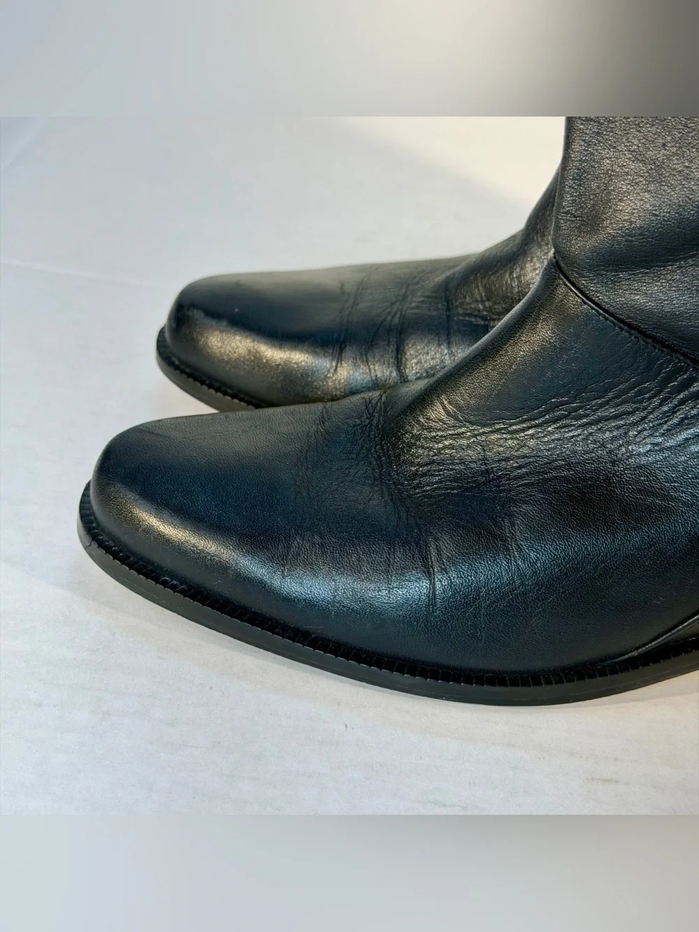 Laura Scott Sabine Vintage Classic Black Leather Calf High Women's Boots
